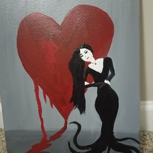 Morticia Addams hand painted on canva